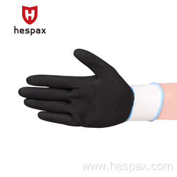 Hespax Double Dipped Nitrile Sandy Waterproof Oilfield Glove